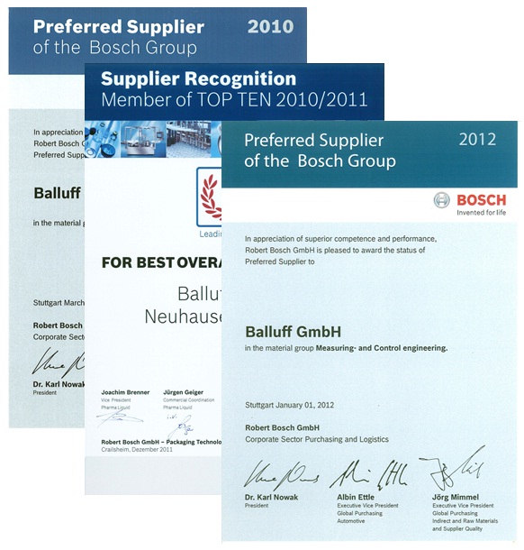 A harmadik Bosch elismerés a Balluff számára